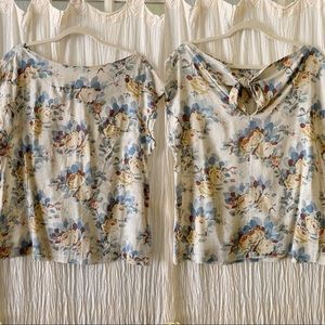 Odille Floral Top-Linen/Cotton-Boat Neck-Size 10